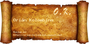 Orián Kolombina névjegykártya